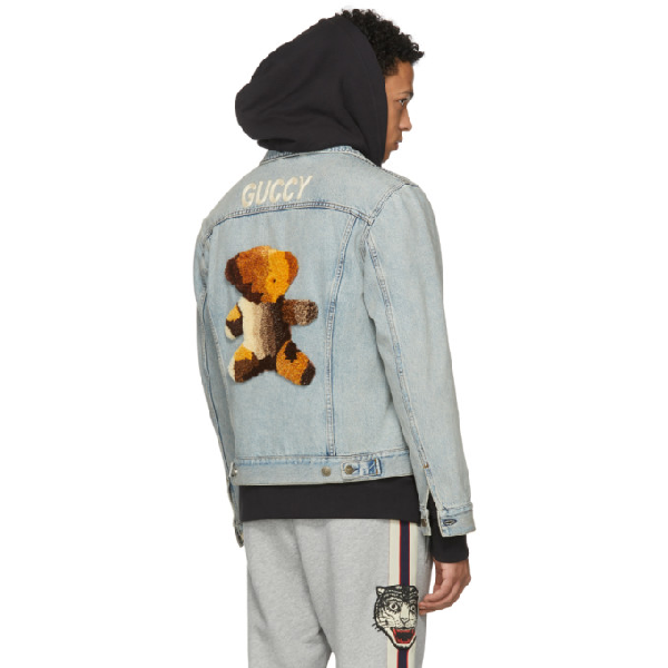 gucci jeans jacket teddy bear