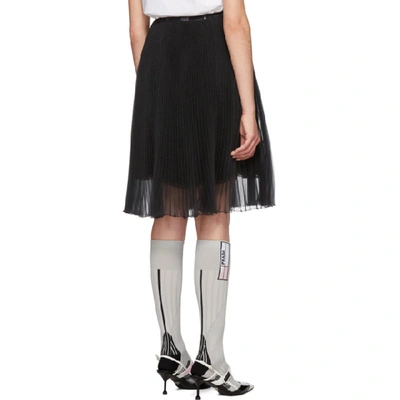 Shop Prada Black Pleated Chiffon Skirt In F0002 Black