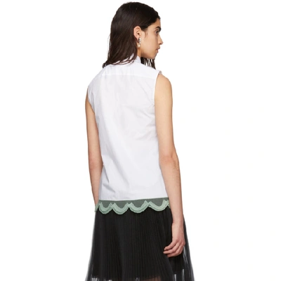 Shop Prada White Sleeveless Poplin Shirt