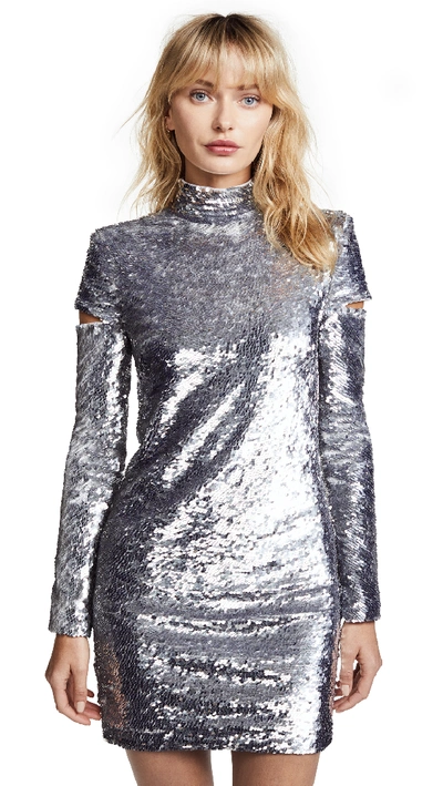 Shop Helmut Lang Disco Dress In Silver