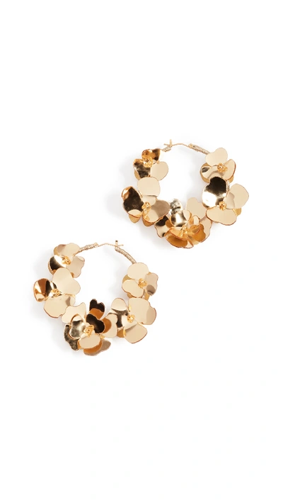 Shop Oscar De La Renta Flower Garden Hoop Earrings In Gold