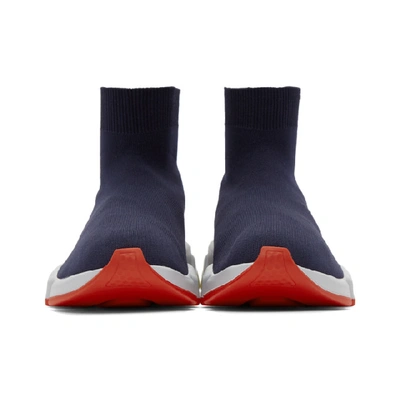 Shop Balenciaga Navy Speed Runners High-top Sneakers In 4102 Bleu M