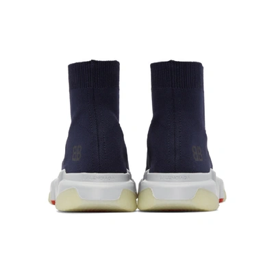 Shop Balenciaga Navy Speed Runners High-top Sneakers In 4102 Bleu M