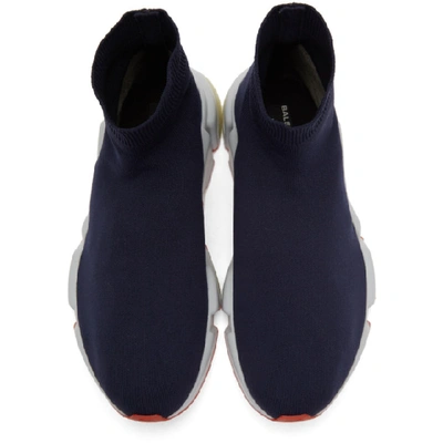 Shop Balenciaga Navy Speed Runners High-top Sneakers In 4102 Bleu M