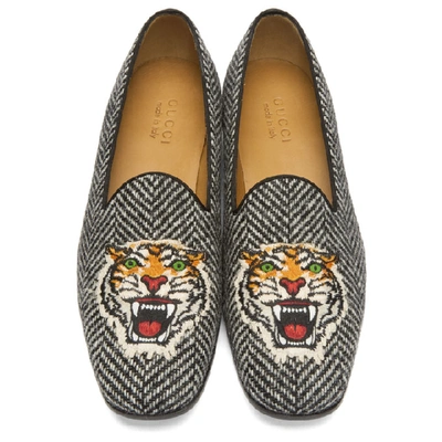 Shop Gucci Black And White Gallipoli Loafers In 1098 Hrgbon