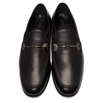 Shop Jimmy Choo Black Leather Marti Loafers