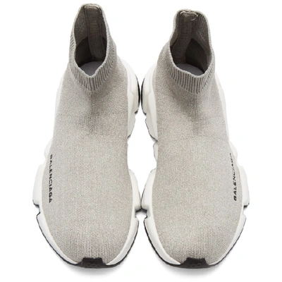 Shop Balenciaga Silver Lurex Speed High-top Sneakers