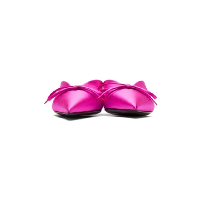 Shop Balenciaga Pink Satin Knife Mules In 5620 Fushia