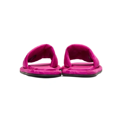 Shop Balenciaga Pink Jacquard All Over Logo Slides In 5507 Fushia