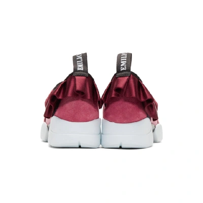 Shop Emilio Pucci Pink And Navy Metallic Ruffle Sneakers In A06 Burgund