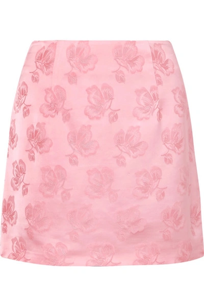 Shop Alexa Chung Satin-jacquard Mini Skirt In Pink