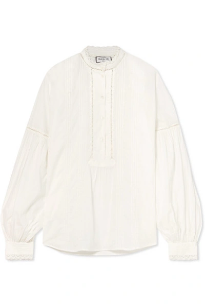 Shop Paul & Joe Lace-trimmed Cotton-voile Blouse In White