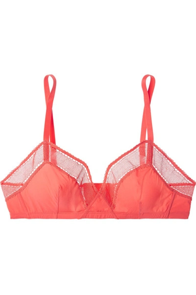 Shop Eres Peau D'ange Délicatesse Stretch-jersey And Lace Soft-cup Bra In Coral