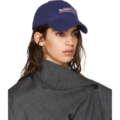 Shop Balenciaga Blue Campaign Logo Cap In 4277 Blue