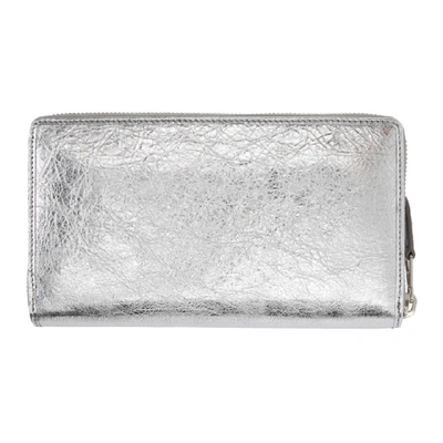 Shop Balenciaga Silver Metallic Continental Wallet
