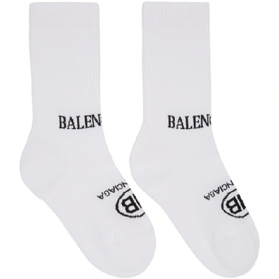 Shop Balenciaga White Bb Socks In 9060 Blanc