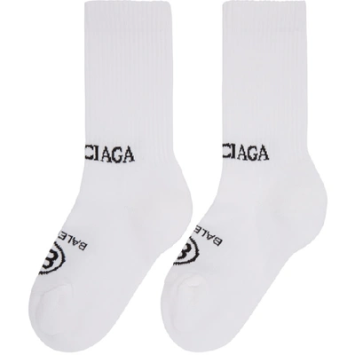 Shop Balenciaga White Bb Socks In 9060 Blanc