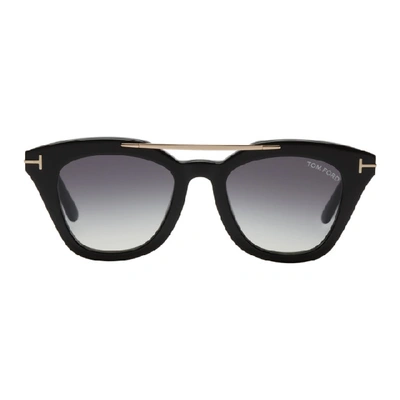 Shop Tom Ford Black Anna Sunglasses In 01b Black