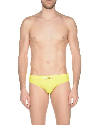 Shop Moschino Swim Swim Briefs In Yellow
