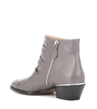 Shop Chloé Susanna Leather Ankle Boots In Grey