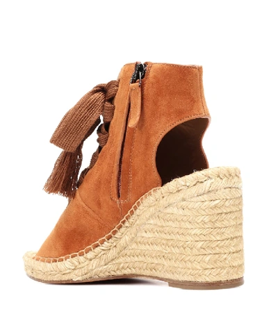 Shop Chloé Harper Lace-up Suede Espadrilles In Brown