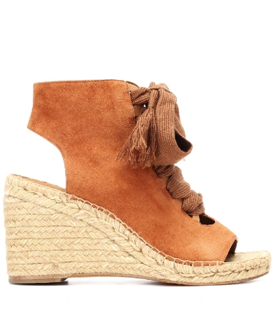 Shop Chloé Harper Lace-up Suede Espadrilles In Brown