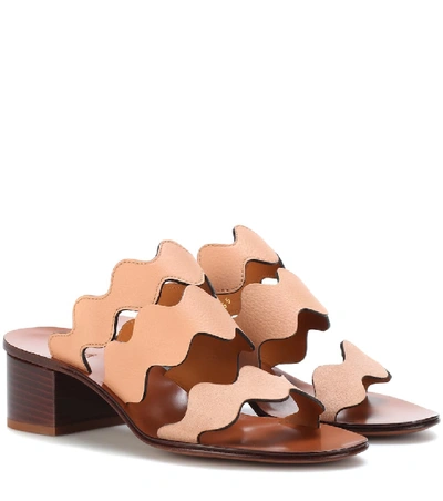 Shop Chloé Lauren Leather Sandals In Pink