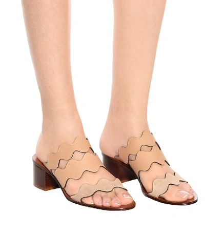 Shop Chloé Lauren Leather Sandals In Pink
