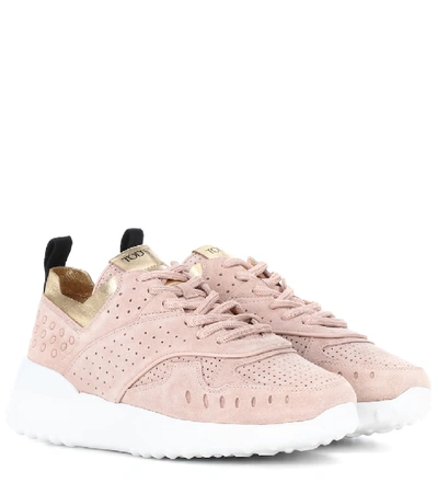 Shop Tod's Suede Sneakers In Pink