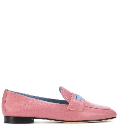 Shop Prada Leather Loafers In Pink