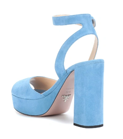 Shop Prada Suede Platform Sandals In Blue