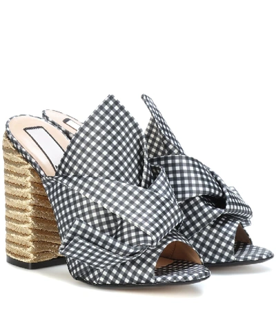 Shop N°21 Vichy Plaid Open-toe Pumps In Black