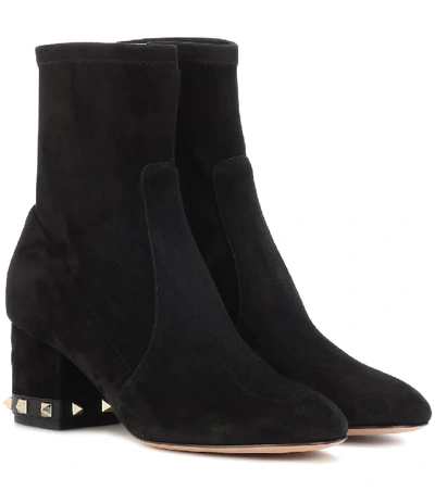 Shop Valentino Suede Ankle Boots In Black