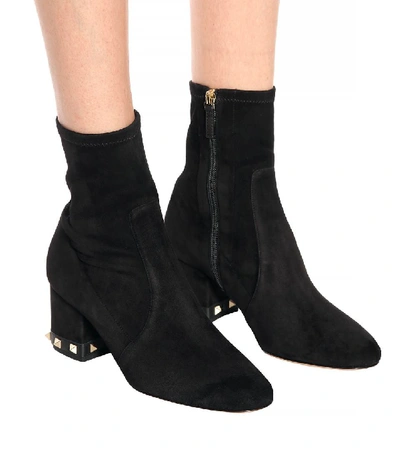 Shop Valentino Suede Ankle Boots In Black