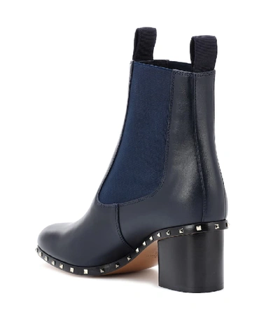 Shop Valentino Garavani Soul Rockstud Leather Ankle Boots In Blue