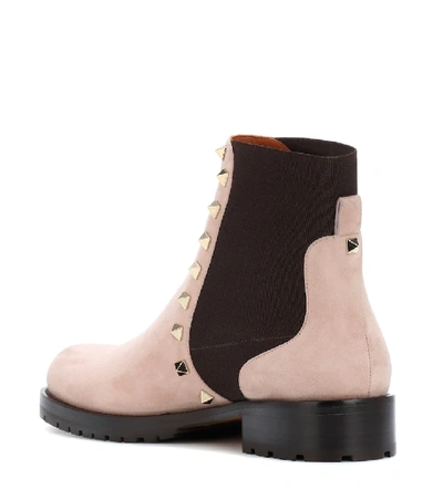 Shop Valentino Suede Ankle Boots In Beige