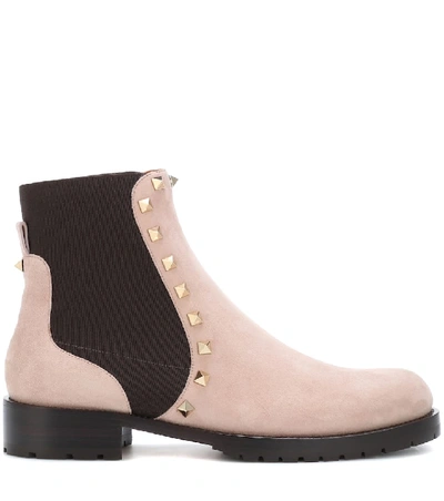Shop Valentino Suede Ankle Boots In Beige