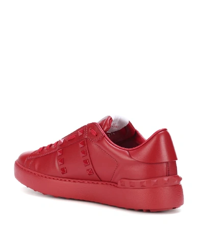 Shop Valentino Garavani Rockstud Untitled Leather Sneakers