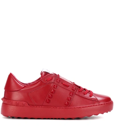 Shop Valentino Garavani Rockstud Untitled Leather Sneakers