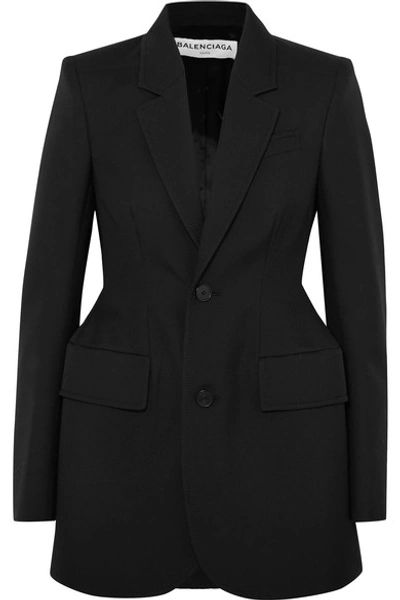 Shop Balenciaga Wool-blend Gabardine Blazer In Black