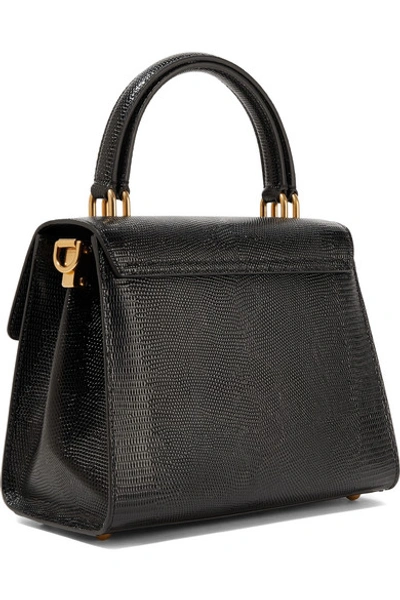 Shop Dolce & Gabbana Welcome Small Lizard-effect Leather Tote In Black