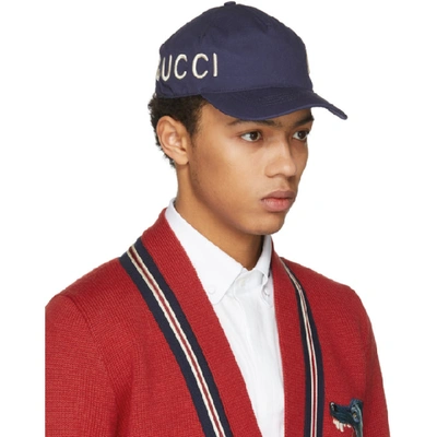 Shop Gucci Navy Loved Cap In 4100 Navy