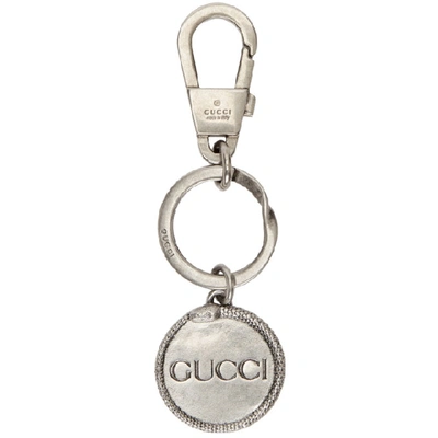 Shop Gucci Silver Poem Keychain In 8111 Nickel