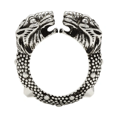 Shop Gucci Silver Vintage Tiger Ring In 0701 Silver