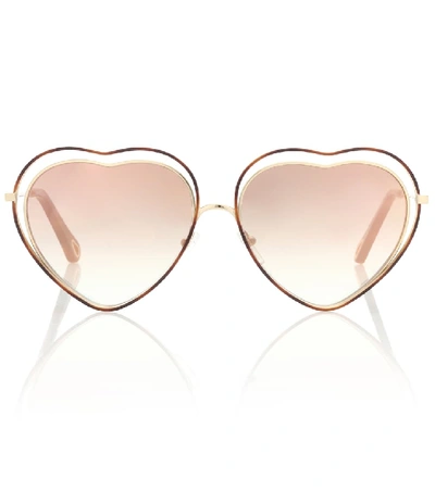 Shop Chloé Poppy Heart-shaped Sunglasses In Pink