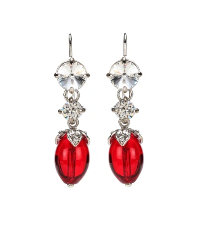 Shop Miu Miu Crystal-embellished Earrings In Red
