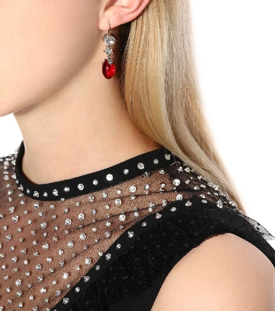 Shop Miu Miu Crystal-embellished Earrings In Red