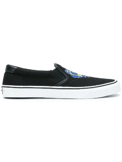 Shop Kenzo Tiger Motif Skate Shoes - Black