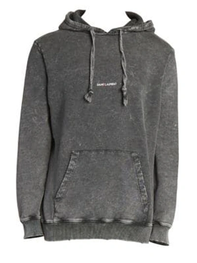 Shop Saint Laurent Logo Hoodie In Black