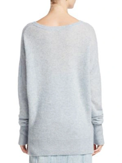 Shop Adam Lippes Cashmere Crewneck Sweater In Soft Blue